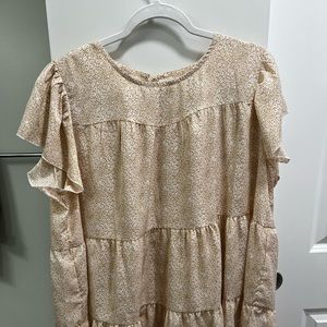 SHEIN Beige & Floral Print Long Smock Top, Size 1XL